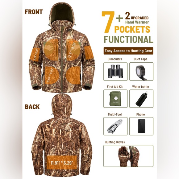 Combo Camo Hunting Clothes for Men, Jacket and Pants with Face Mask and gloves - Picture 10 of 15